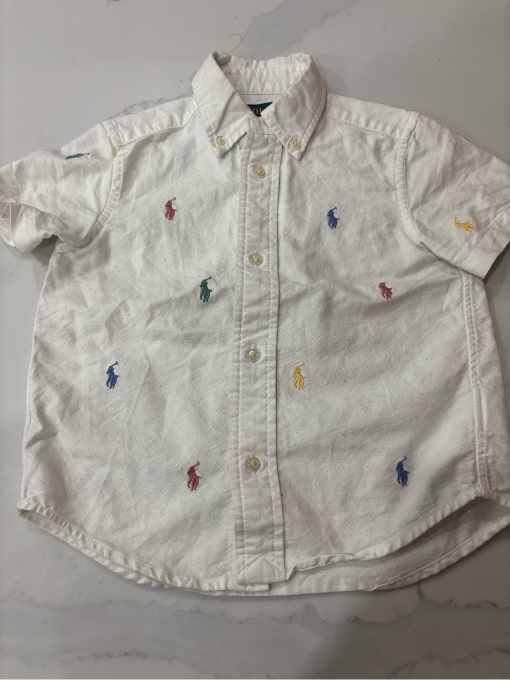 Ralph Lauren White Multi-Embroidered Polo Oxford Shirt - Kids